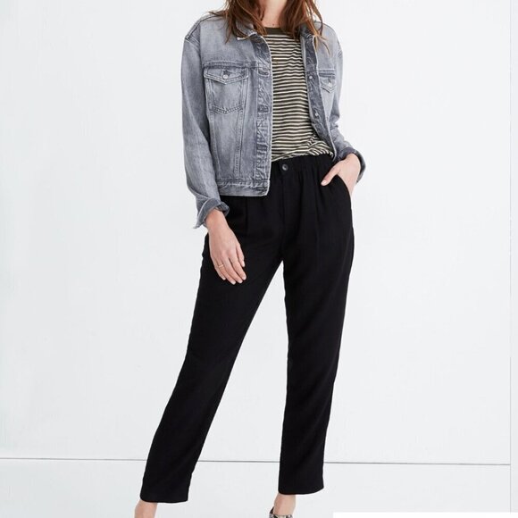 Madewell Black Drapey Track Trousers Women's Size Small Casual Office Stretchy - Picture 1 of 10